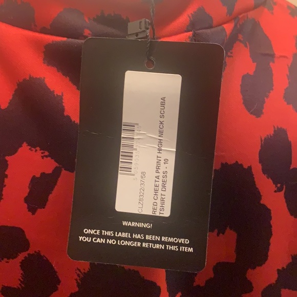 Leopard Print High Neck Short Sleeve Shirt Dress, Size 10, Good Condition. (NWT) - Picture 6 of 6